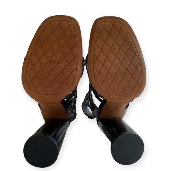 Donald J. Pliner Bindy Black Metallic Strapy Woven Gladiator Heeled Sandals - Picture 11 of 16